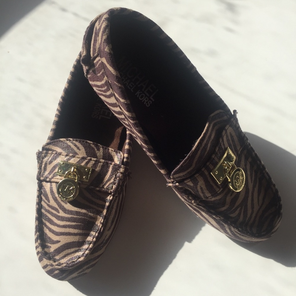 MICHAEL Michael Kors Zebra Print Kids Shoes - Brown and Gold